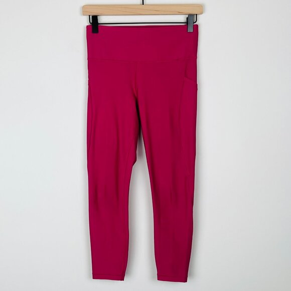 Athleta Interval Stash High Rise 7/8 Pink Leggings Pockets, Size S - Picture 3 of 14